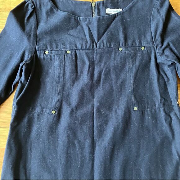 EmersonMade Black Cotton Twill Hardware City Classic Chic Shift Dress Tunic 6 - Picture 2 of 12